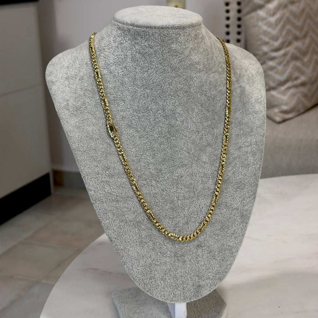 Cadena Figaro Diamantado Monaco Oro 10K