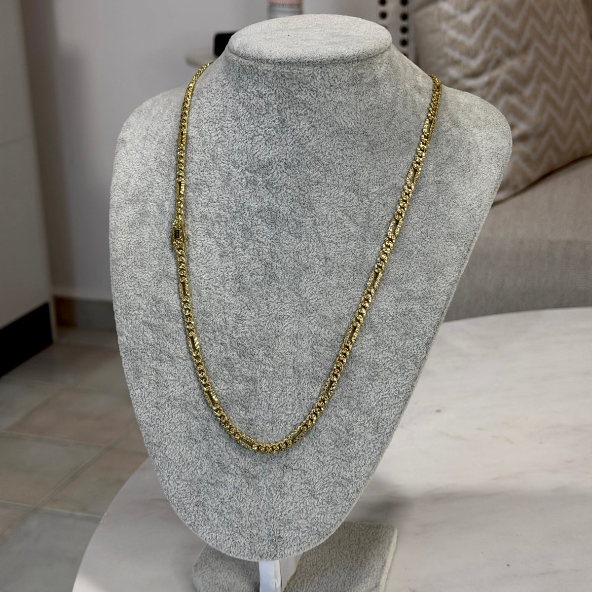 Cadena Figaro Diamantado Monaco Oro 10K