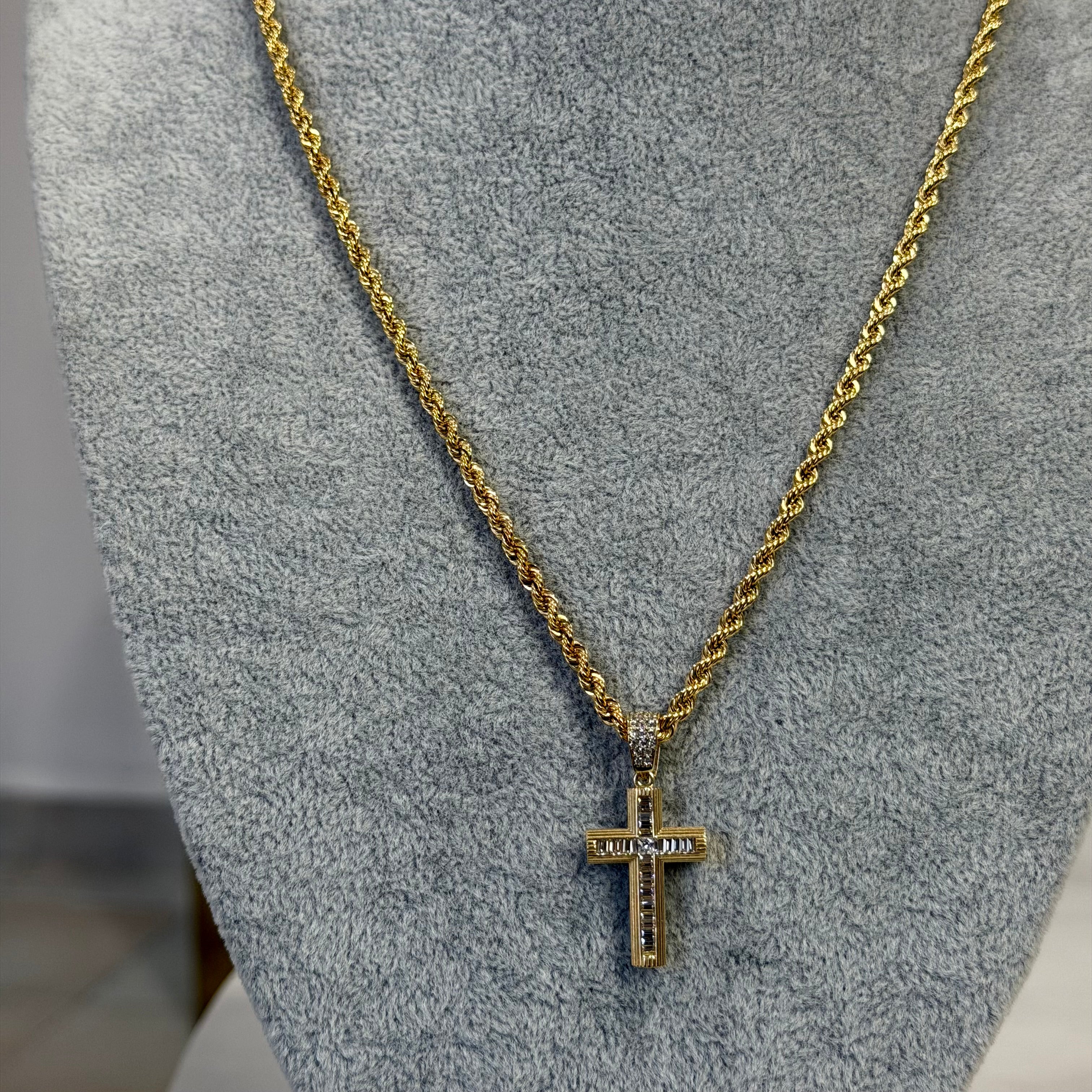 Cadena Torzal + Cruz Oro 10K