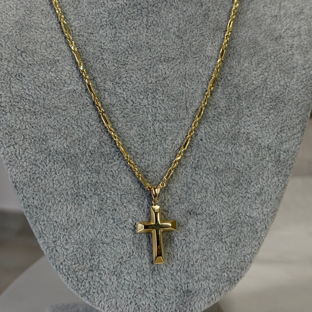 Cadena Torzal Fígaro + Cruz Oro 10K
