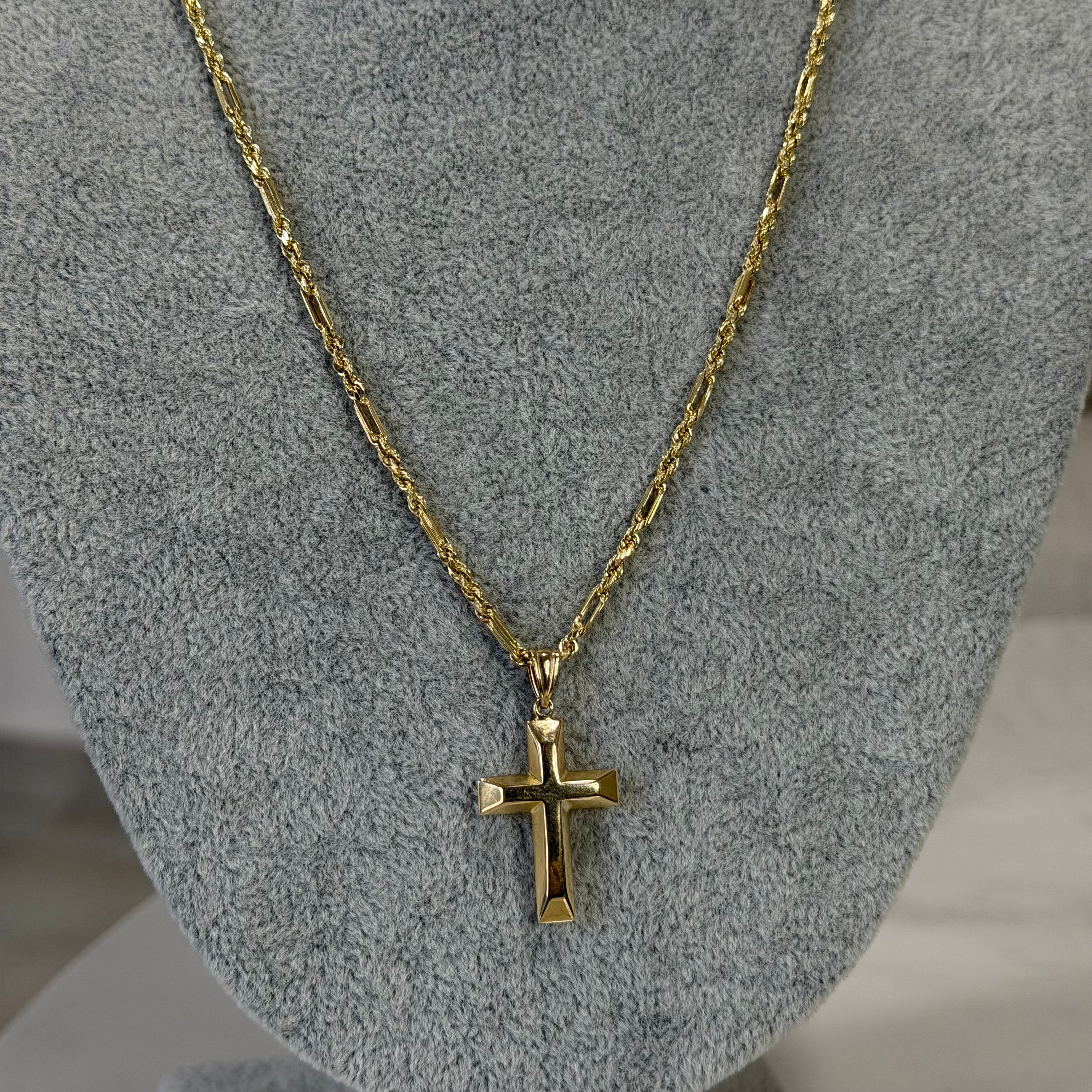 Cadena Torzal Fígaro + Cruz Oro 10K