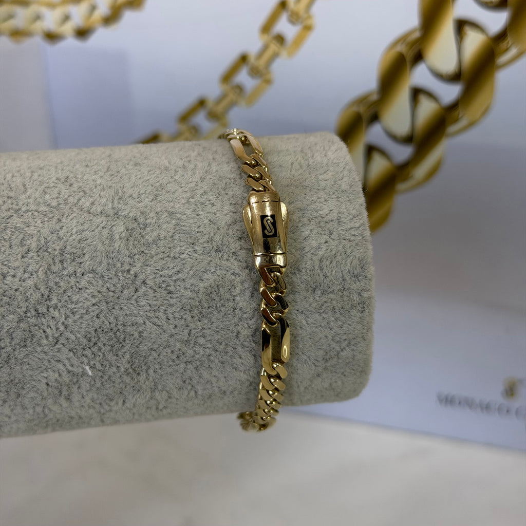Pulso Fígaro Liso Mónaco Chain Oro 10K