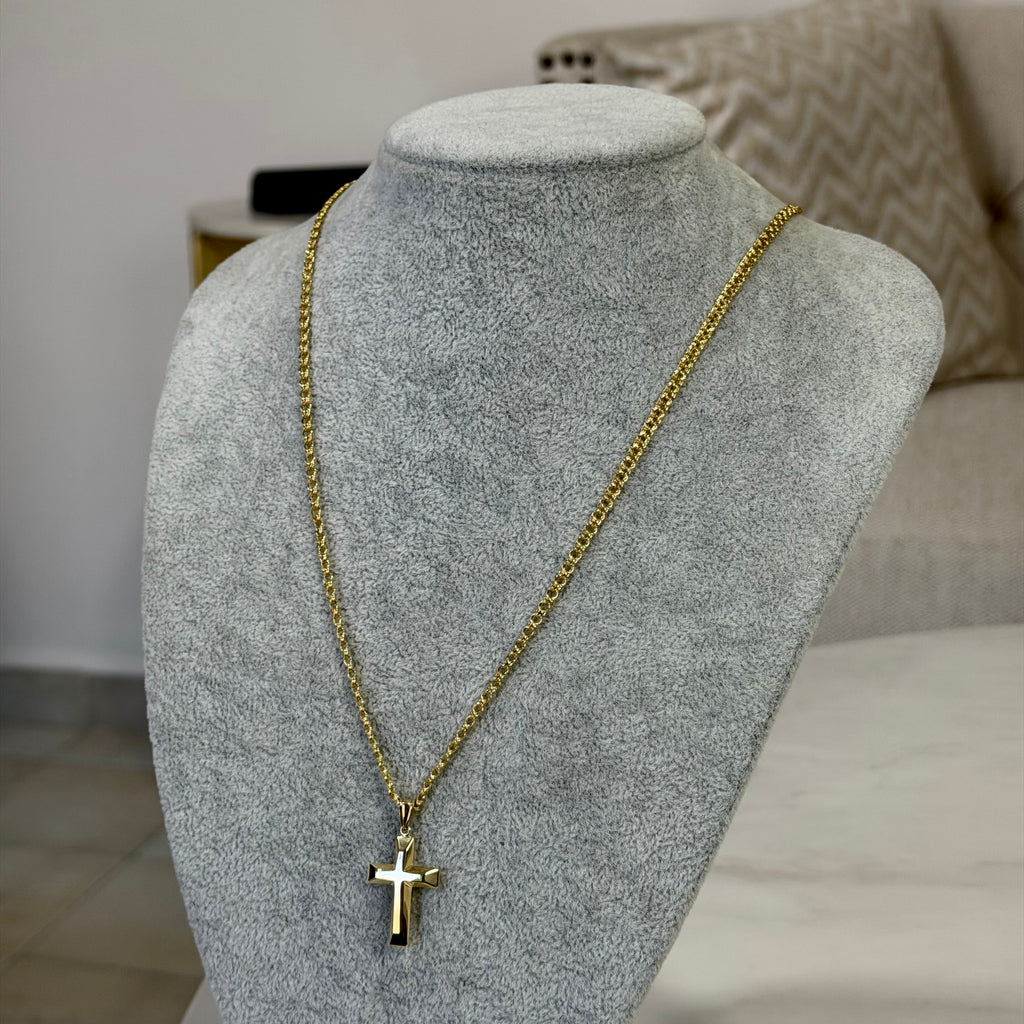 Cadena Chino + Cruz Oro 10K