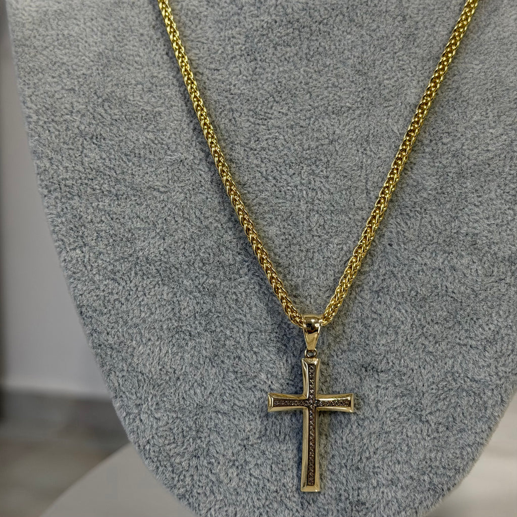 Cadena Espiga + Cruz Oro 10K