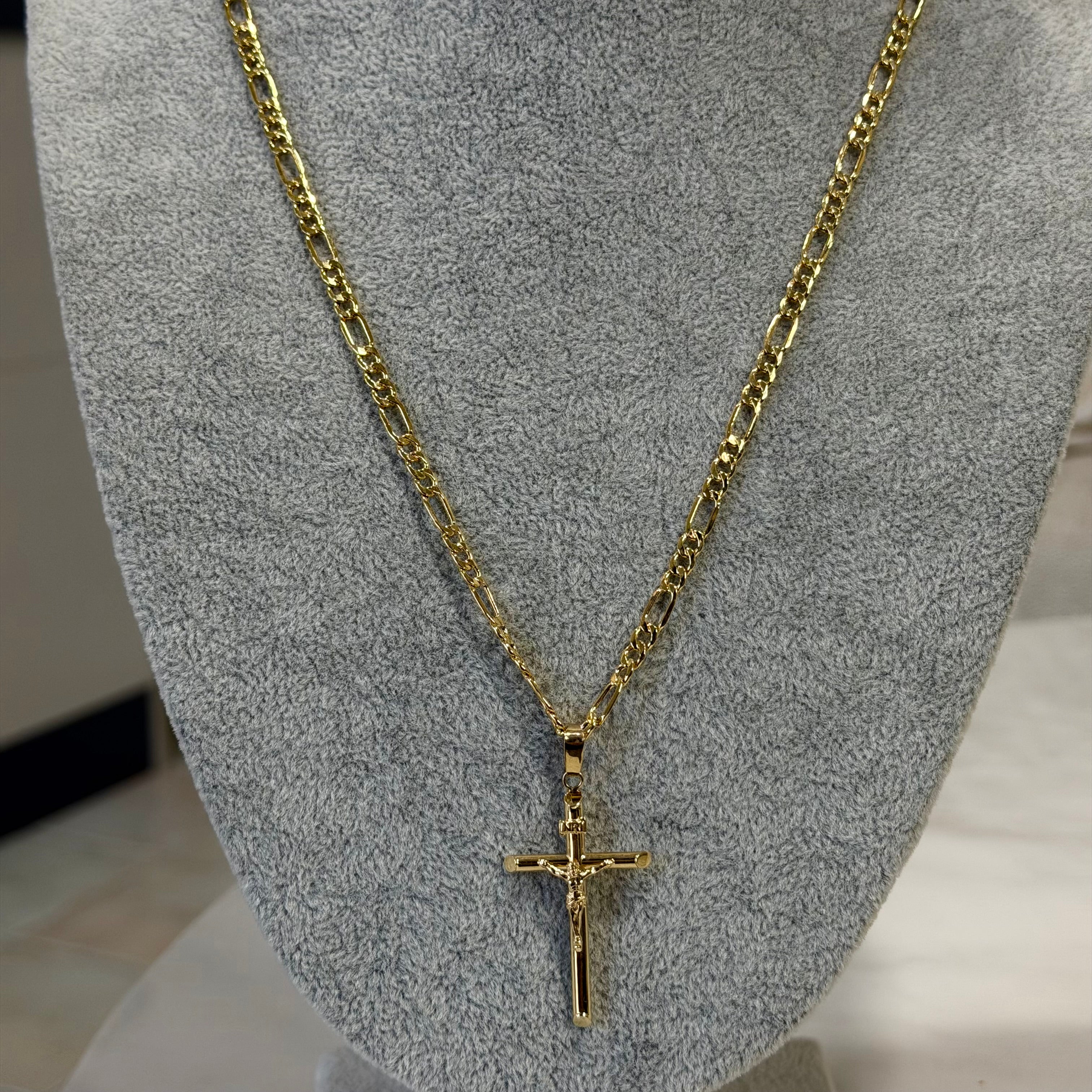 Cadena Tejido 3x1 + Cristo Oro 10K