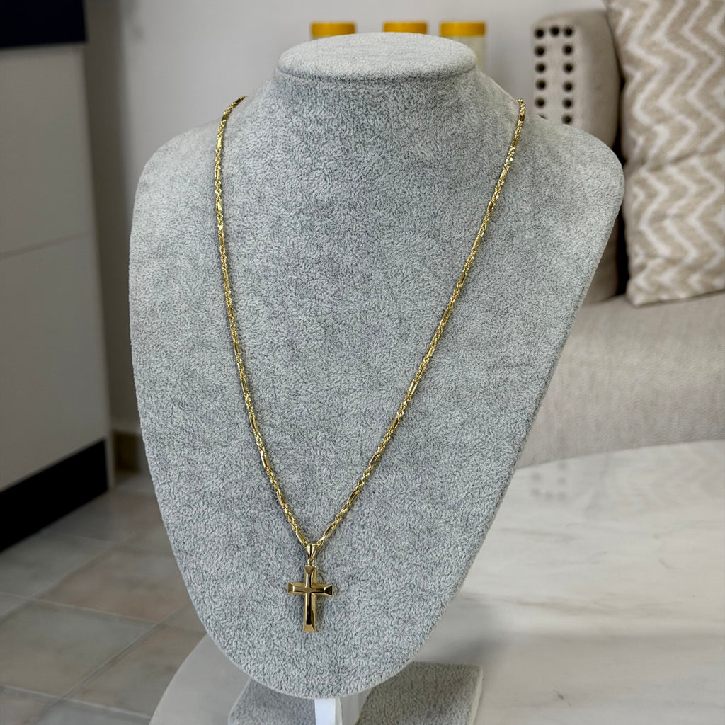 Cadena Torzal Fígaro + Cruz Oro 10K