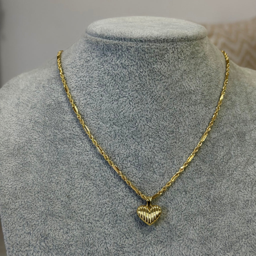 Gargantilla Torzal Fígaro + Corazón Oro 10K