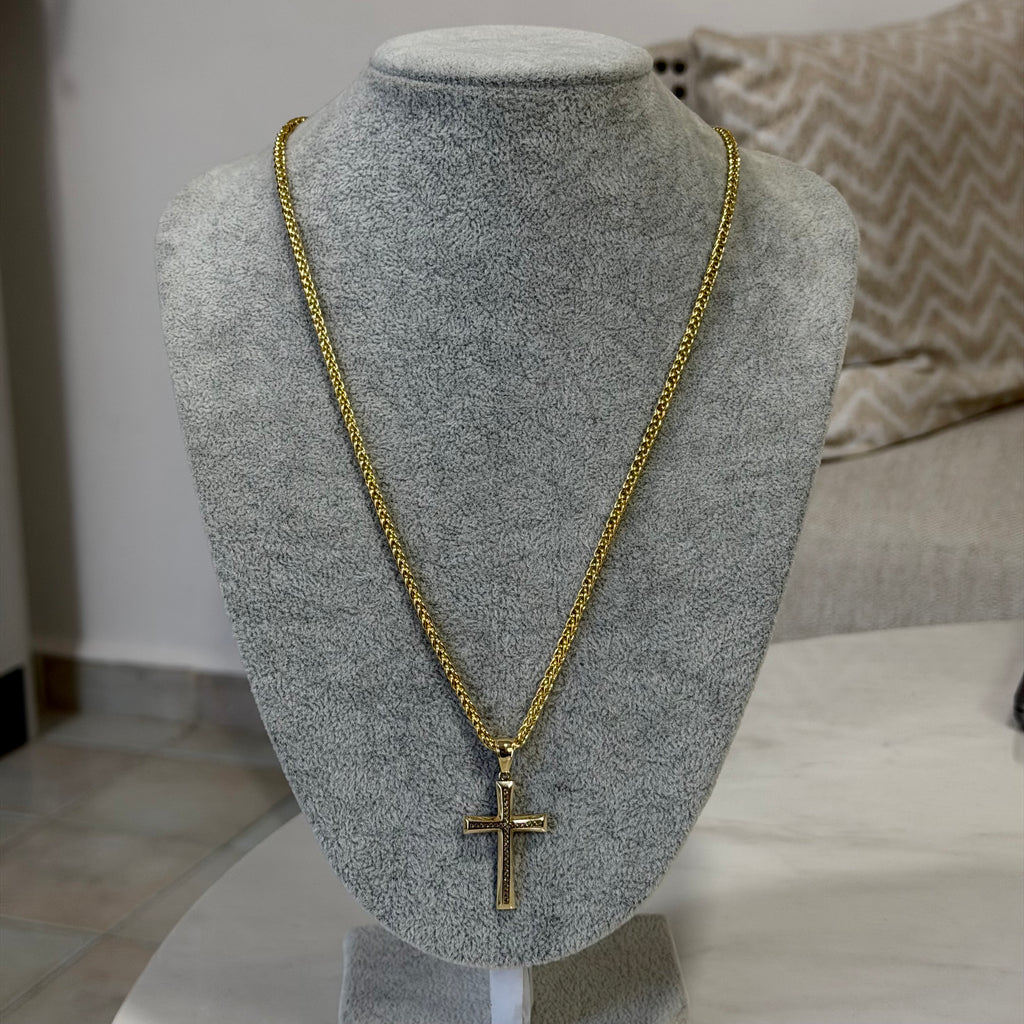 Cadena Espiga + Cruz Oro 10K