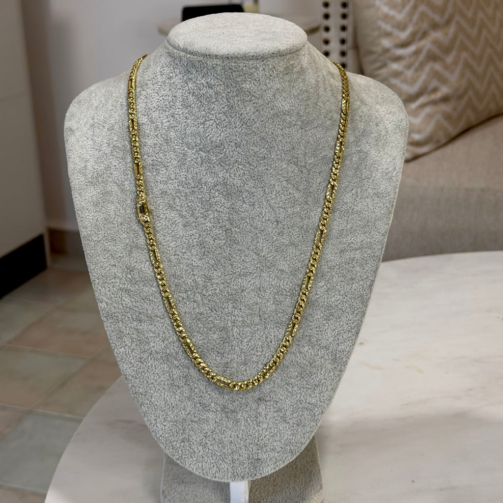 Cadena Figaro Diamantado Monaco Oro 10K