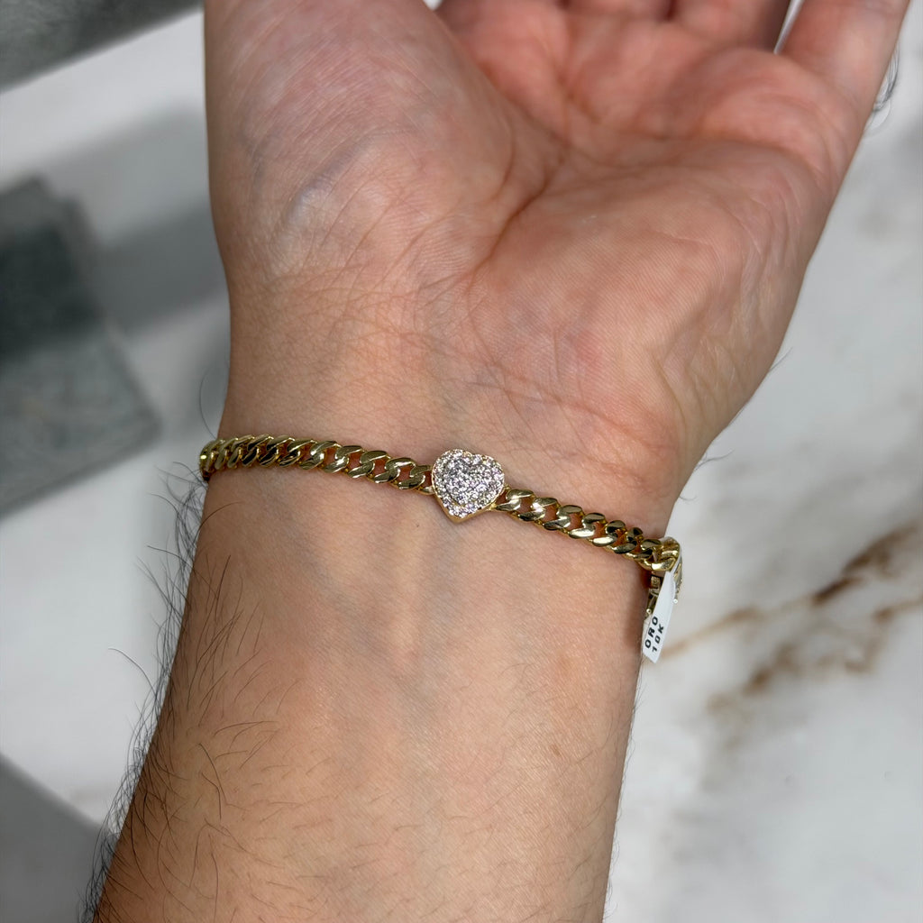 Pulso corazones swarovski Oro 10K