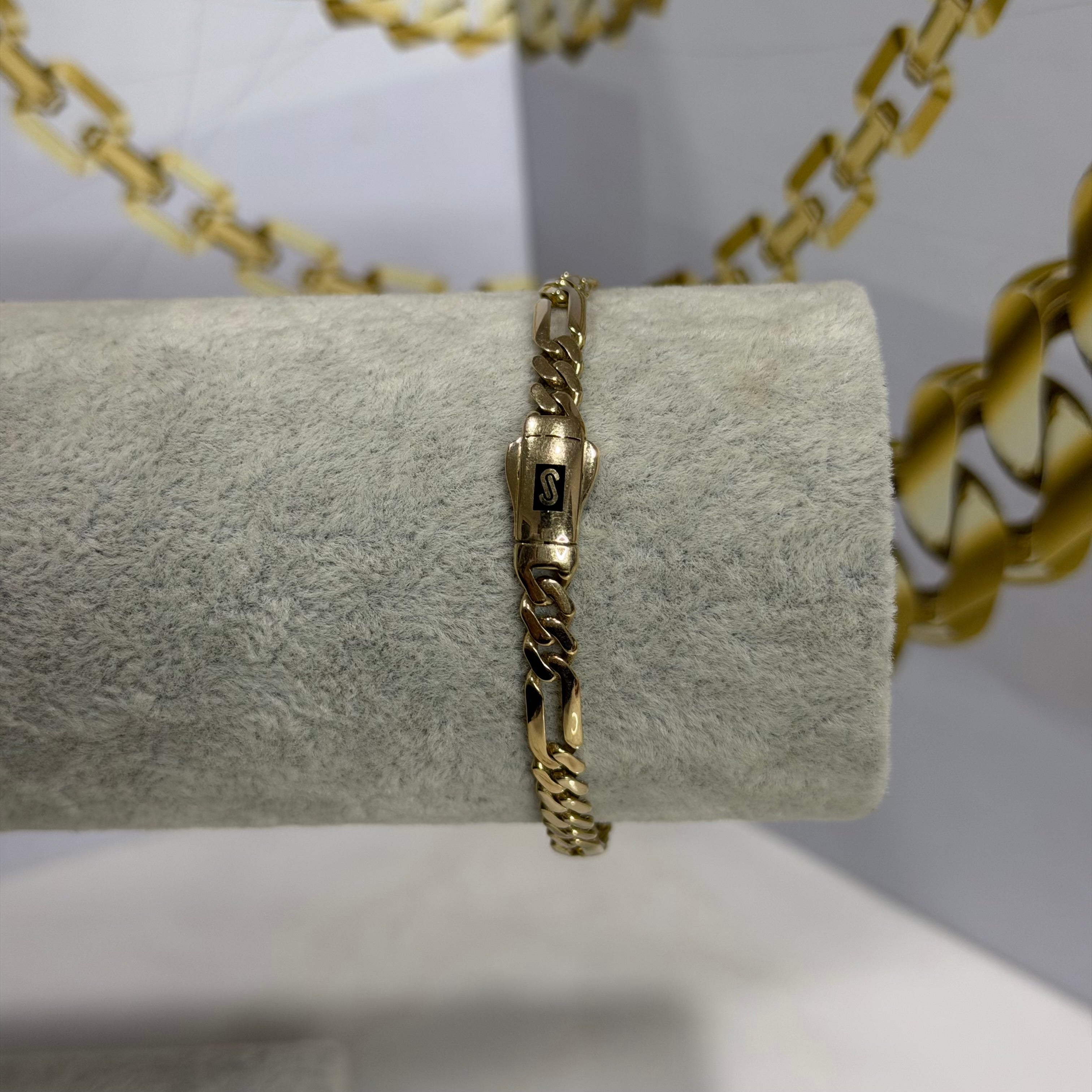 Pulso Fígaro Liso Monaco Chain Oro 10K