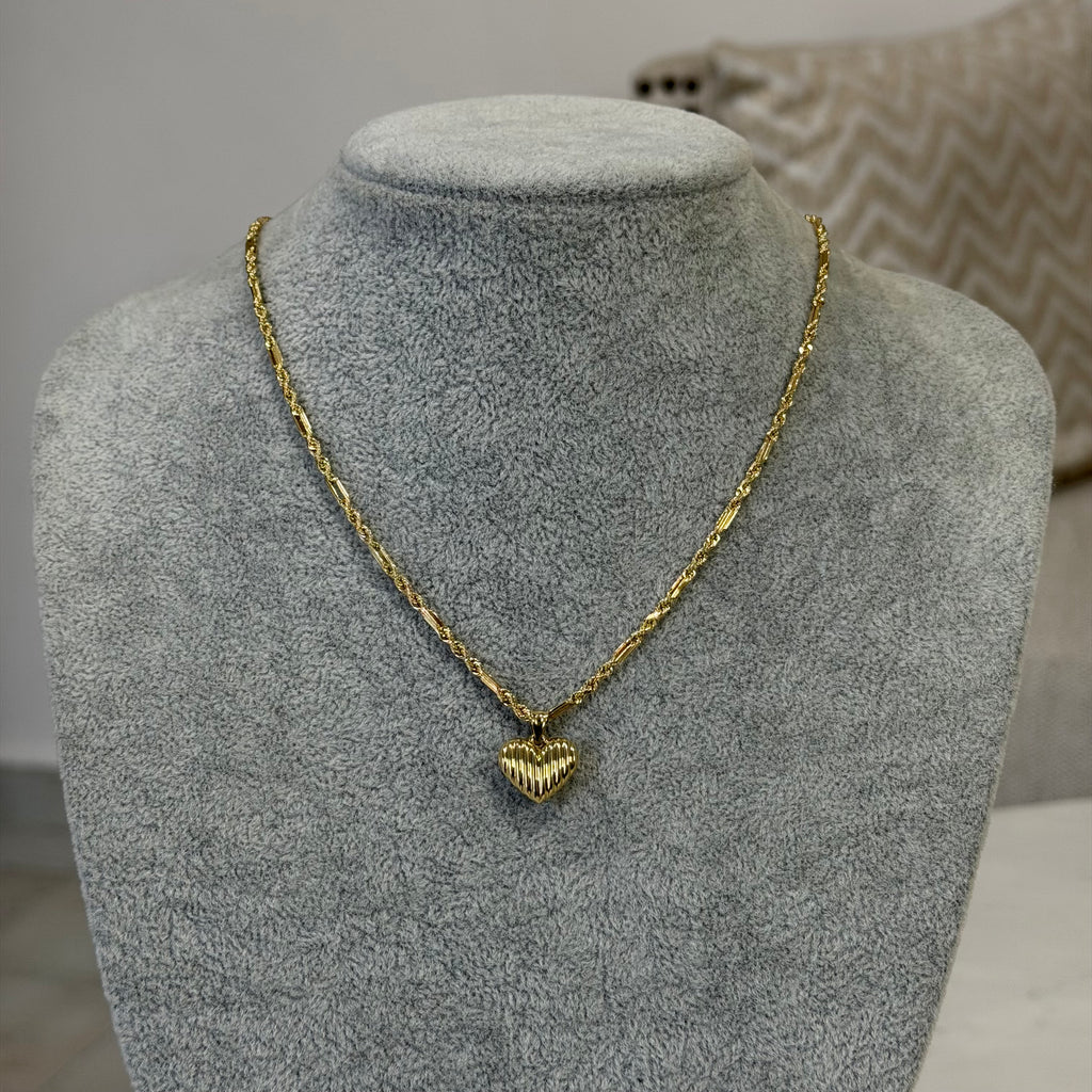 Gargantilla Torzal Fígaro + Corazón Oro 10K