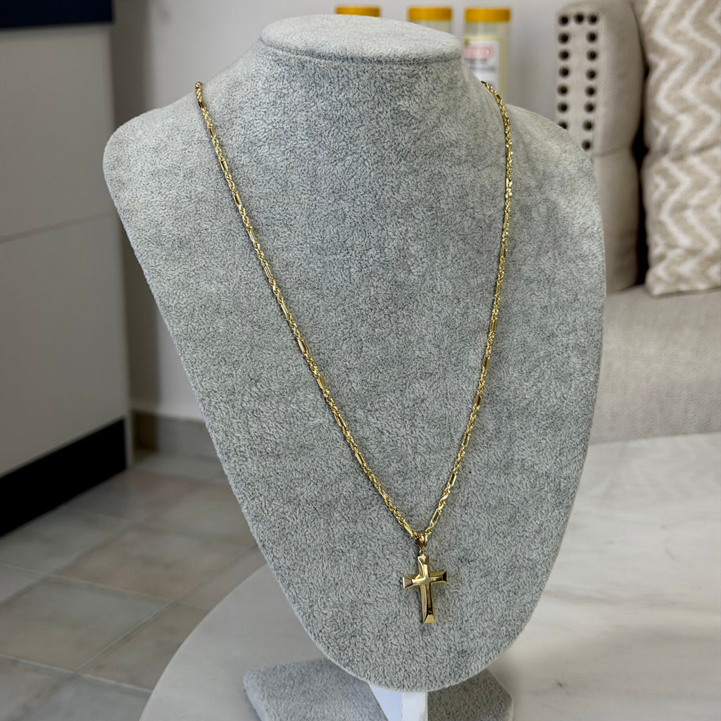 Cadena Torzal Fígaro + Cruz Oro 10K
