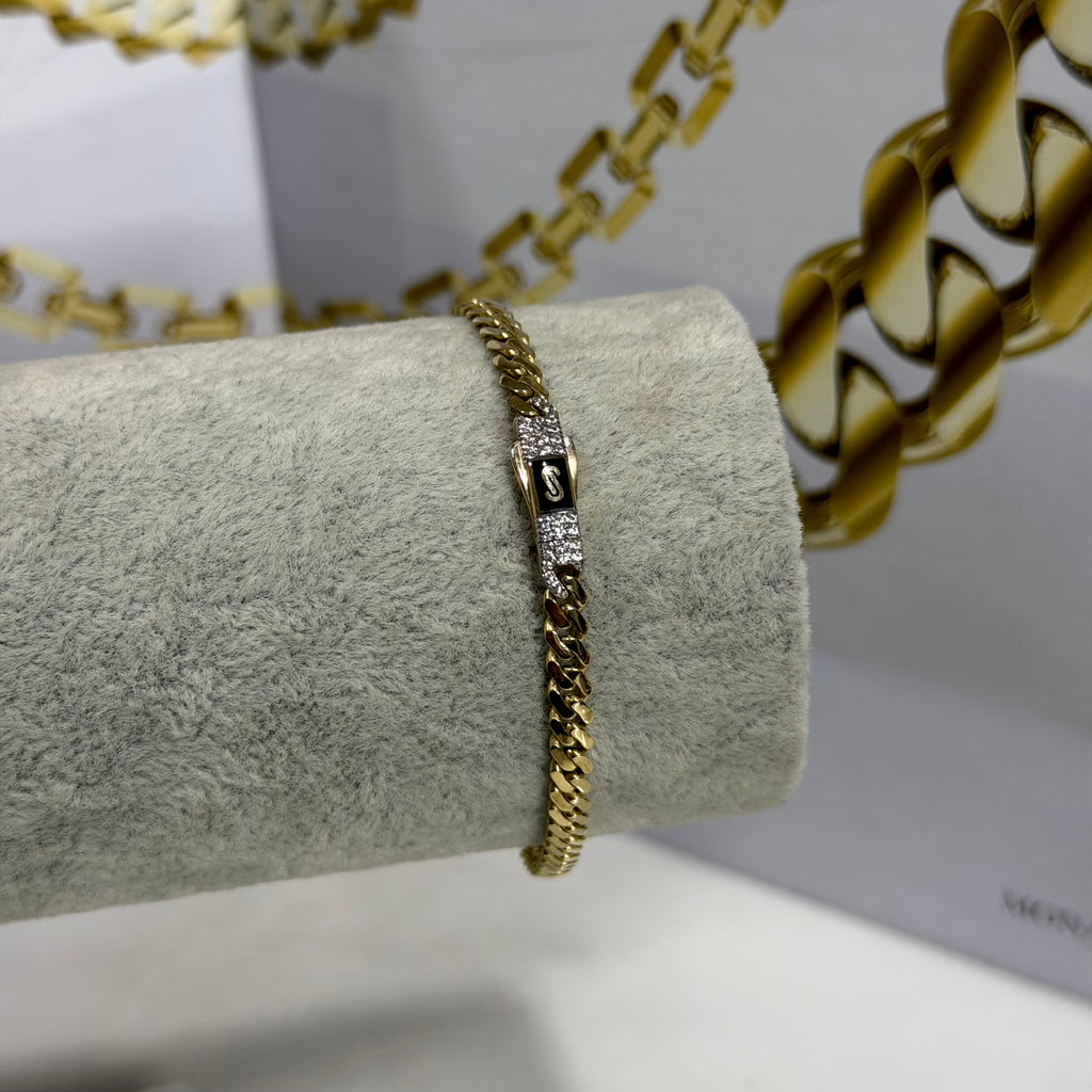 Pulso con Placa Monaco Chain Oro 10K