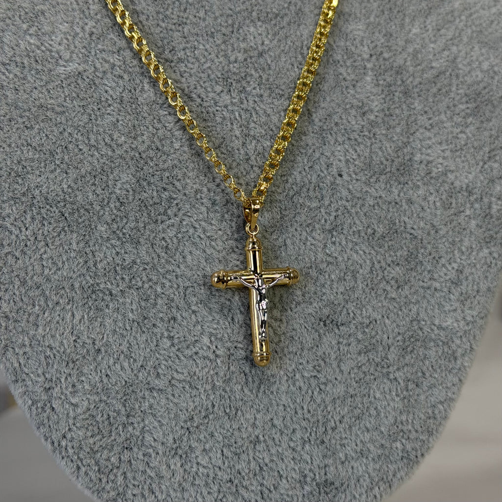Cadena Tejido Chino + Cristo Oro 10K