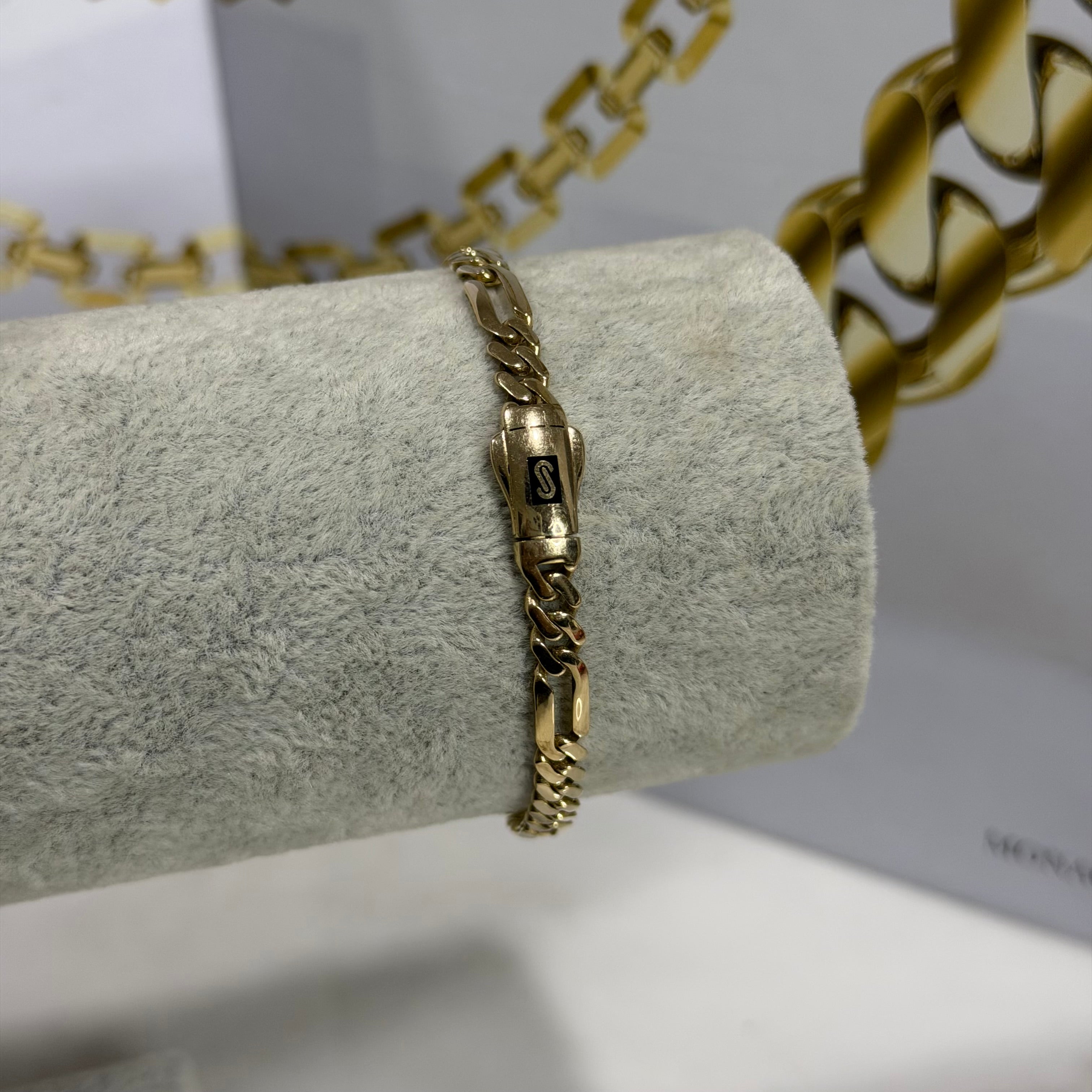 Pulso Fígaro Liso Monaco Chain Oro 10K